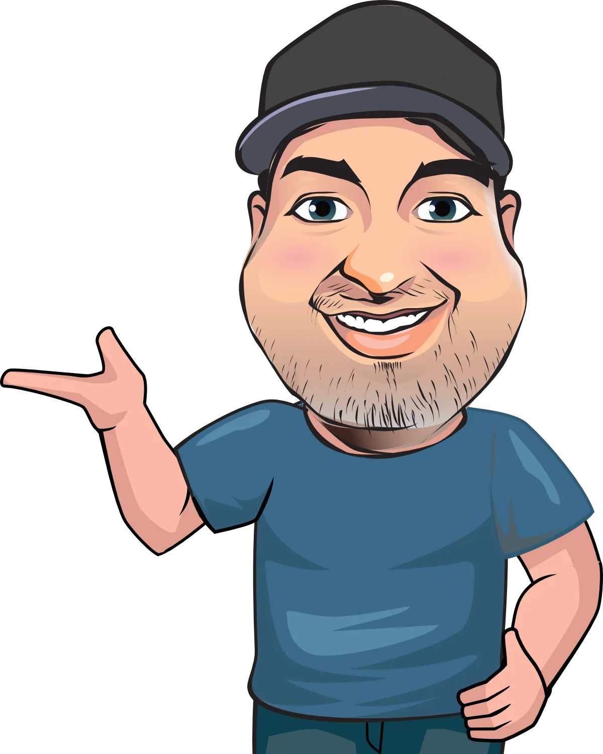 Cartoon illustration of Mike presenting options